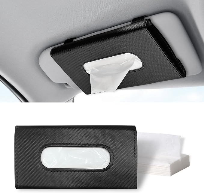 ASUBHA Car Tissue Holder, Sun Visor Organizer, Rectangular Sun Visor Napkin, Visor Accessories Car Napkin Holder Universal for Cars, SUVs, Trucks (Black) by ASUBHA