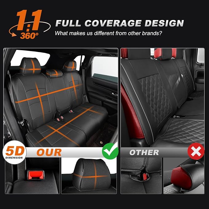 Seat Covers Custom Fit for Honda CRV: 2023 2024 2025 2026 | Front&Rear Full Set Faux Leather Car Seat Cover Waterproof (5 Seats,Gray) - Image 6