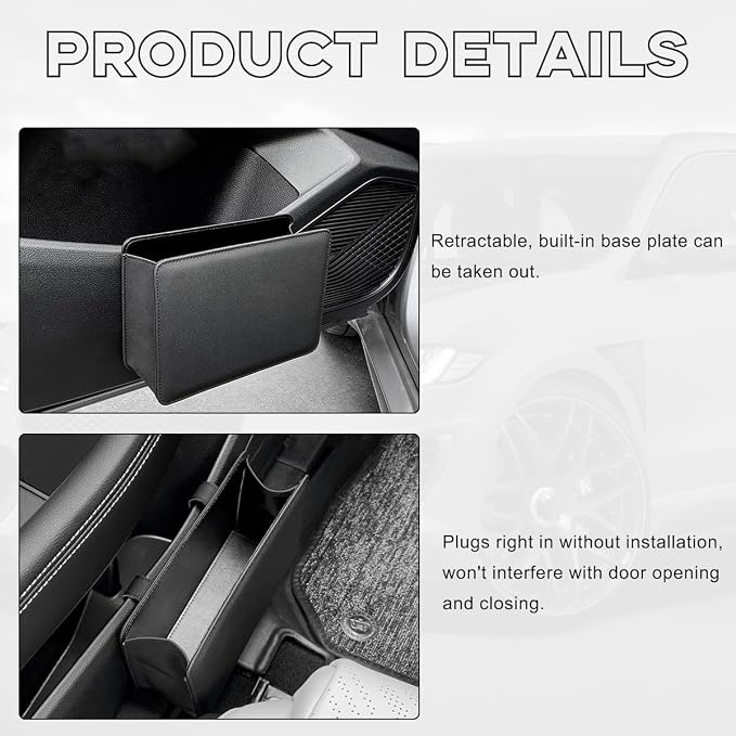 Yourkar Car Trash Can, Foldable Waterproof Leather Car Garbage Organizer Holder, Automotive Mini Dustbin Container with One Roll Trash Bag, Universal Interior Car Accessories (Brown) - Image 3