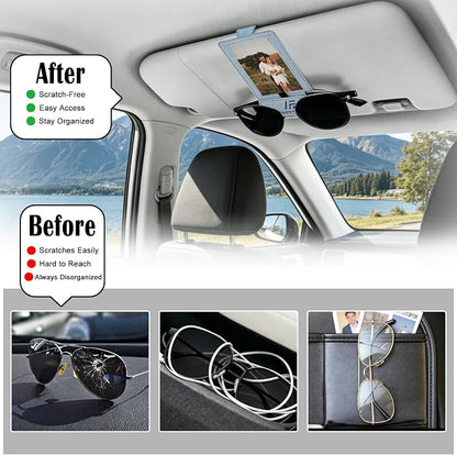 Magnetic 2-in-1 Sunglass & Photo Holder for Car Visor, Leather Anti-Slip No-Fall No-Slide, Fits SUV Truck RV - Image 8