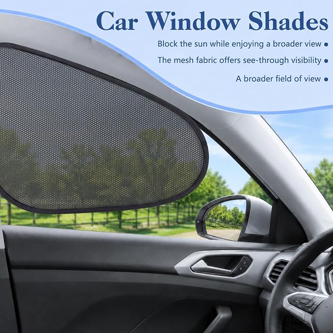 2-Pack Car Window Shades | Mesh Static adsorption Side Window Anti-UV Sunshade Curtain | Universal Fit 99% Vehicles | Foldable Car Shades (Front Window) - Image 2