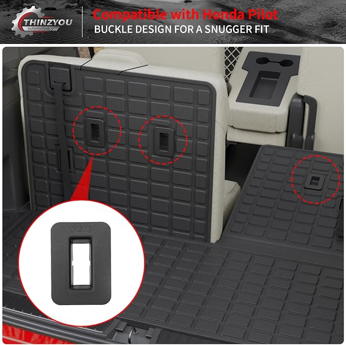 Trunk Mat with Backrest Mat for 2023-2026 Honda Pilot | Cargo Mat Cargo Liner Trunk Liner Back Seat Cover Protector TPE All Weather 2025 Pilot Accessories - Image 5