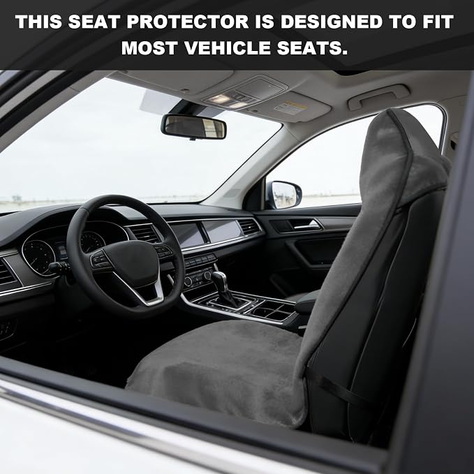 Car Towel Seat Cover, Waterproof Non-Slip Bucket Seat Protector for Running Swimming Hiking, Universal Machine Washable Front Seats Towel Protective Cover for Car SUV Truck (Gray) - Image 6