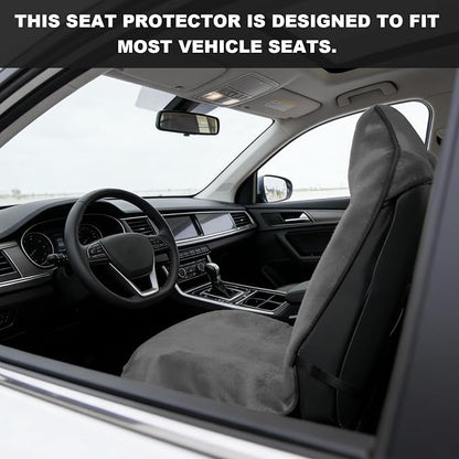 Car Towel Seat Cover, Waterproof Non-Slip Bucket Seat Protector for Running Swimming Hiking, Universal Machine Washable Front Seats Towel Protective Cover for Car SUV Truck (Gray) - Image 6