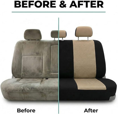 FH Group Automotive Seat Cover Trendy Elegance for Back Seat Begie Car Interior Accessories for SUV, Sedan & Van Universal Fit Combo Rear Seat Cover Split Bench Car Seat Protector for Dogs and Kids - Image 8