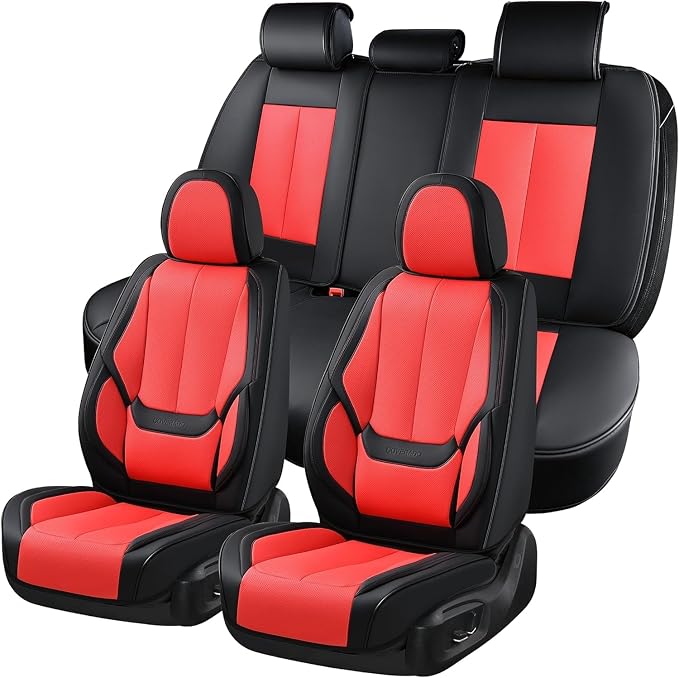 Coverado Car Seat Covers, Seat Covers for Cars, Waterproof Leather Auto Seat Protectors, Leather Car Seat Cushion, Car Interiors Accessories Universal Fit for Most Cars by COVERADOAUTO
