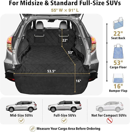 F-color SUV Cargo Liner for Dogs - Heavy Duty Cargo Cover for Mid-Size SUVs | Water Resistant Pet Cargo Cover with Non-Slip Mat, Dog Car Seat Cover Prevents Scratches Pet Hair Mud Dirt for Midsize SUVs - Image 2