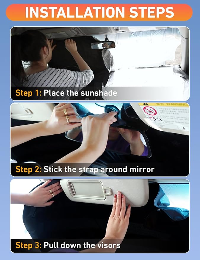 EcoNour Windshield Sunshade Compatible for Audi Q5 2018-2024 2025 2026 | Sun Visor for Front Windshield & Window Sun Shade Cover, UV Heat Blocker & Protector, Car Accessories - Image 5