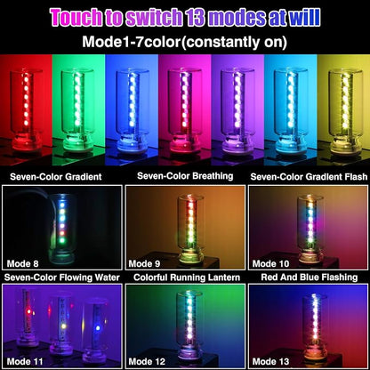 2PCS 13 in 1 USB Car Light, Ambient Lighting for Auto Bedroom Decoration | Plug in USB Interior Car Lights, Touch Control Mini Glass Bottle Night Lamp with 13 Modes & 7 Colors, Mini LED Night Light - Image 3