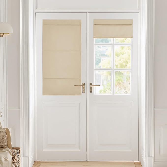 NICETOWN Biscotti Beige Roman Shades French Door No Drill Curtain for Kitchen by NICETOWN