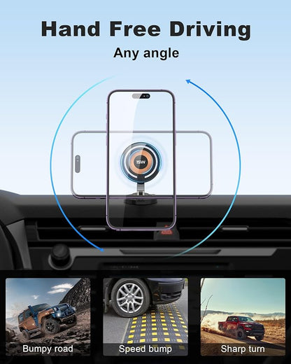 ZBF Magnetic Wireless Car Mount Charger, 15W Fast Charging for MagSafe Car Mount,Magnetic Car Phone Holder Mount, Car Cell Phone Holder Fit iPhone 17 16 15 14 13 12 All Smartphones - Image 6