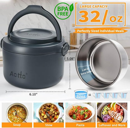 Electric Lunch Box, 32 oz Portable Food Warmer Heater, Lunch Warmer Portable for Work/Office/Car/Travel 12V/24V/110V 3-in-1, Warming Soup & Meal, Spill-Free, Men & Women's Gifts, Grey - Image 3
