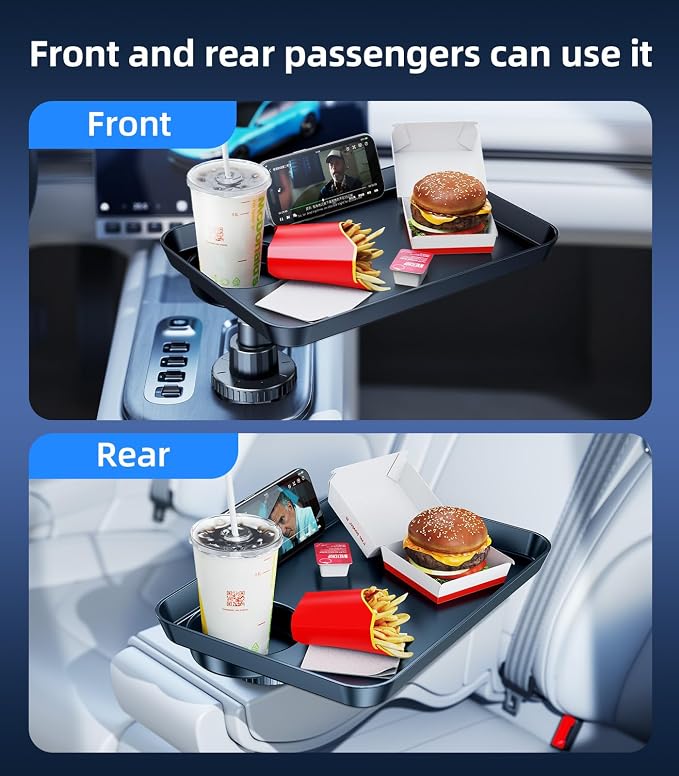 Tesla Model 3 Y ABS Car Cup Holder Tray Expander for Food Snack | Detachable 360 Rotating Car Food Tray Table for Eating Lunch Snack, Tesla Model 3 Y Accessories 2026 2025 2024 Car Essentials - Image 6