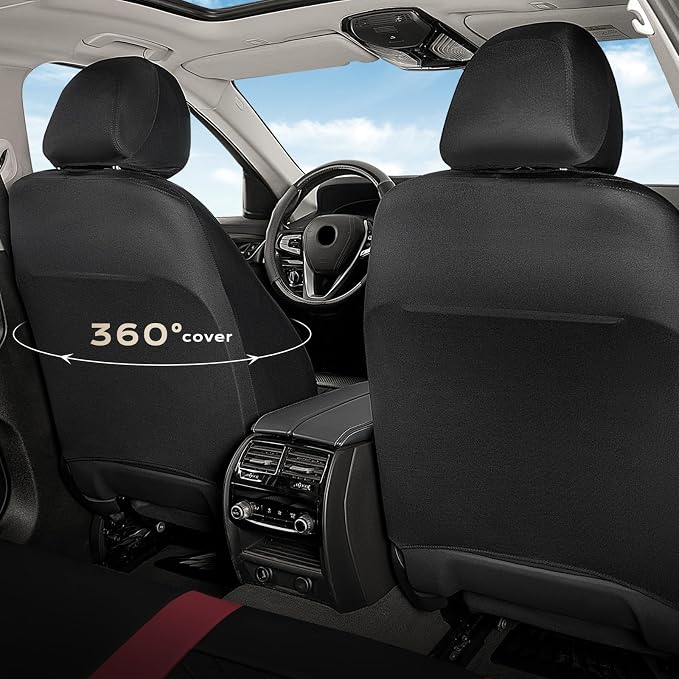 Coverado Car Seat Covers Front Pair, Automotive Leather Seat Covers for Car，Universal Fit Front Back Seat Cover, Non-Slip Waterproof Breathable Car Seat Protector - Image 5