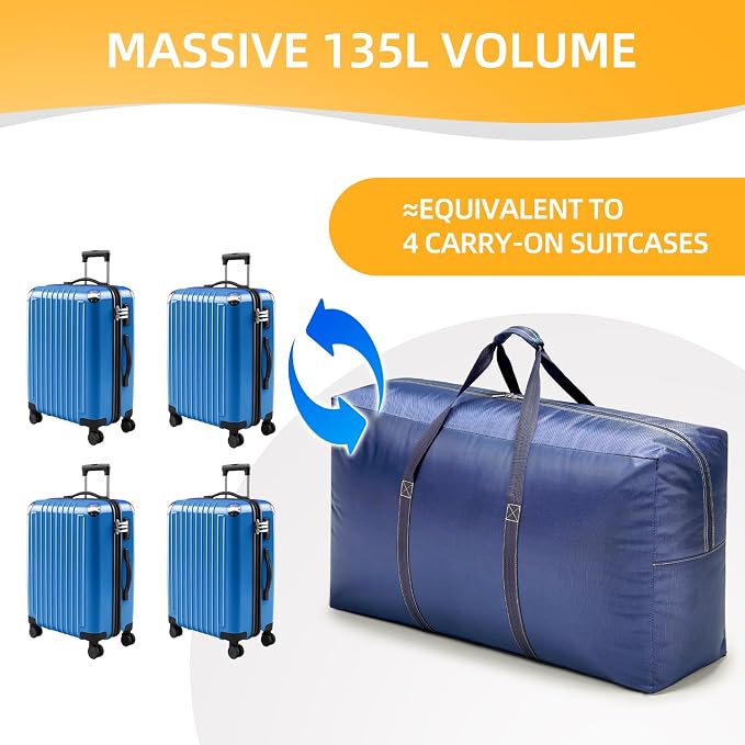 Extra Large travel duffel bag with Strong Handles, Waterproof duffel bag, Durable Zippers, Extra Large Storage Totes for Space Saving and Moving Supplies - Image 9