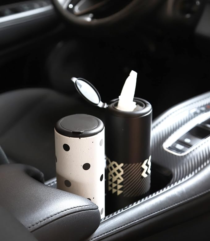 Car Tissue Holder with Facial Tissues Bulk - 4 PK Car Tissues Cylinder with Cap, Tissue Holder for Car, Travel Tissues for Car Cup Holder, Refill Car Tissue Box Round Container - Image 4