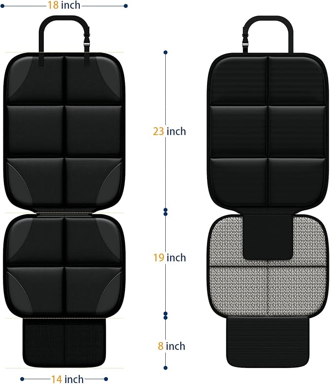 Car Seat Protector MHO+All 2 Pack Auto for Child Baby Car Seats - Large CarSeat Sit Savers Mat with Waterproof 600D Fabric & 2 Storage Pockets, Crash Test Approved - Image 6