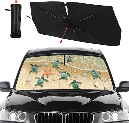 Socira Sea Turtles Car Windshield Sun Shade Umbrella Style Sunshade Funny | Automotive Windshield Sunshade Foldable Front Car Accessories Interior Decor to Keep Vehicle Cool for Most Vehicles 57X30'' - Image 7