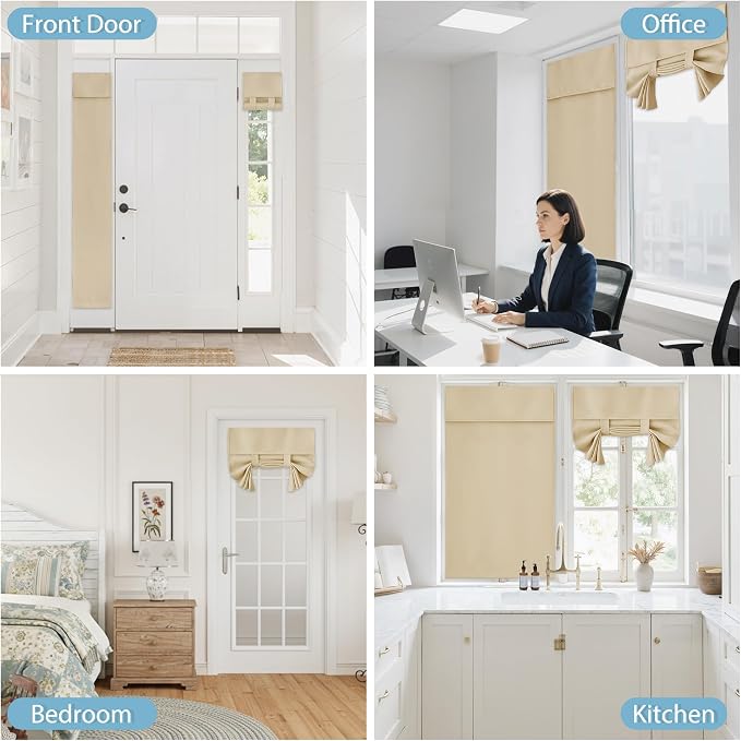 RYB HOME Sidelight Blinds French Door Window Covering Room Darkening Shades | Blackout Thermal Insulated, Classroom French Door Front Door Bathroom Garage, Mini Blinds no Drill, W30 x L40,Grey,1 Pc - Image 9