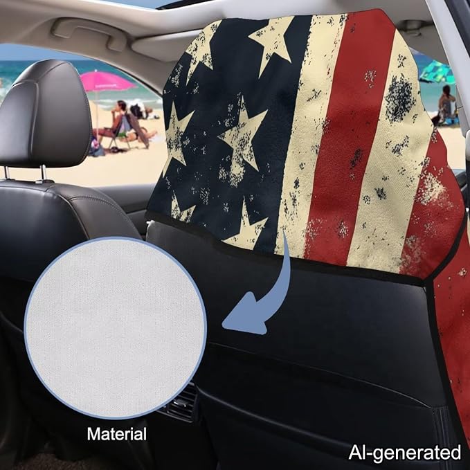 Horeset American Flag Multi-Function Car Seat Towel Cover – Beach Towel & Gym Towel for Car Seat, Absorbent Sand Proof Sweat Protector for SUV Sedan Truck, Patriotic Design,1pcs - Image 6