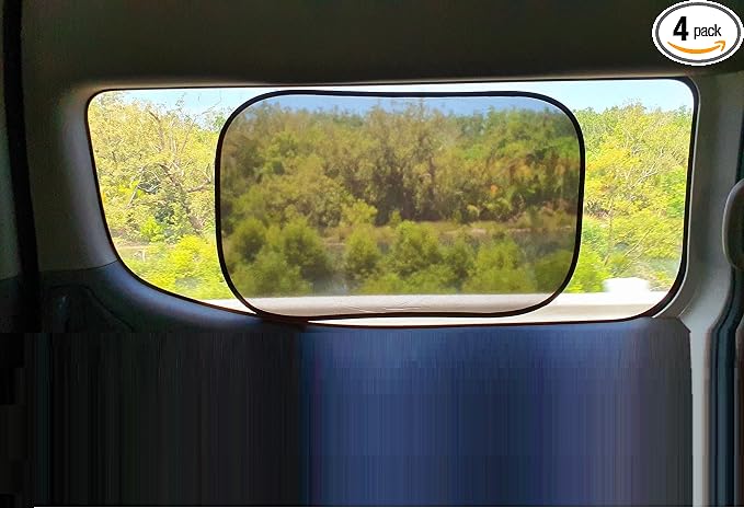 Car Window Shades - Certified 99.79% UVA & 99.95% UVB sun protection. Award winning car sun shade for side windows. 4 Pack (2 Transparency options) 25" x 16" -window shade for car baby by Kinder Fluff by KinderFluff