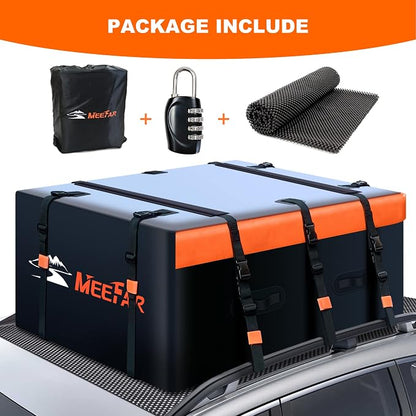 Car Roof Bag Rooftop Cargo Carrier Bag Waterproof 21 Cubic Feet roof Cargo | Soft Shell Luggage rack bag for All Vehicle with/Without Rack,Includes Anti-Slip Mat,10 Reinforced Straps,6 Door Hooks,Lock - Image 2