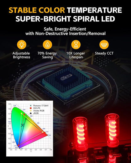 2PCS [Retro Playful Style] USB Lights for Car, Touch Adjustment Lights, Plug in USB Car Interior Ambient Light, Mini Spiral LED USB Night Light for Camping, Christmas Decoration, Party (Red) - Image 3