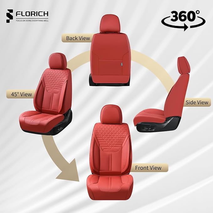 Car Seat Covers for Front Seats, Universal Seat Cushion 2 Seats, Car Seat Protector Waterproof, Premium Leather Automotive Seat Covers for Most Cars, Sedans, SUVs, and Trucks-Red - Image 8