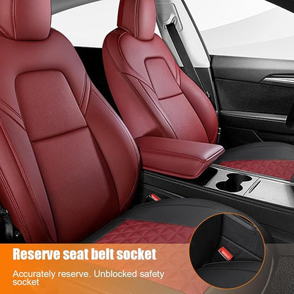 2PCS Leather Car Seat Cover, Front Bottom Seat Protector Pad, Red | Leather Vehicle Seat Cover, Full Surround Waterproof Seat Protector Cushion, Universal Fit, Auto Interior Accessories - Image 5