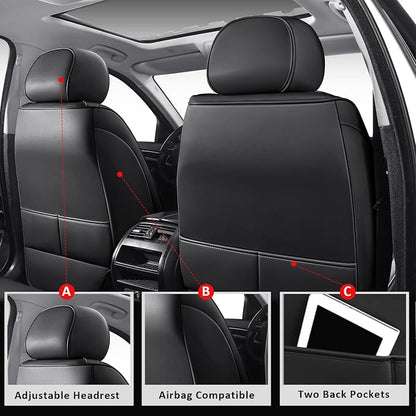 MIROZO 2PCS Front Seat Covers Full Coverage Universal for SUV Sedan Truck | Seat Covers Black,Leather Car Seat Covers,2PCS Front Car Seat Protector For SUV Sedan Truck For Families, Pets,Commuter - Image 3