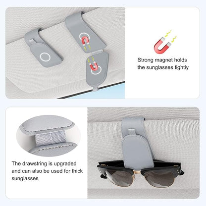 Sotfamily Magnetic Sunglass Holder for Car Visor, 2 Packs, Faux Leather | Strong Magnetism, for Most Car Visors, No Marks on Visor, Gift-Ready Packaging, Sunglass Organizer, Car Accessories for Men - Image 4