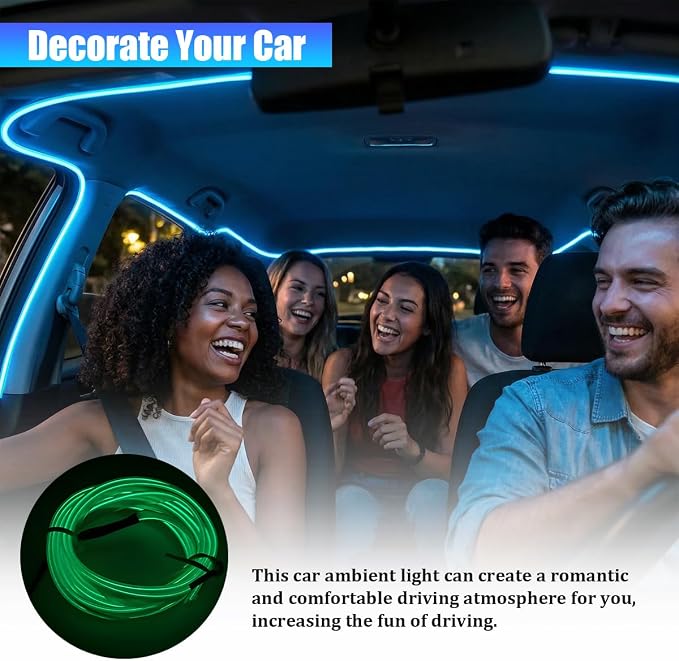 Car LED Strip Lights, 16.4FT 5V Waterproof Flexible Vehicle Ambient Lighting Kits with USB Port, Automotive Lamp Strips Decorations, Universal for SUV Automobile Truck (Green) - Image 5