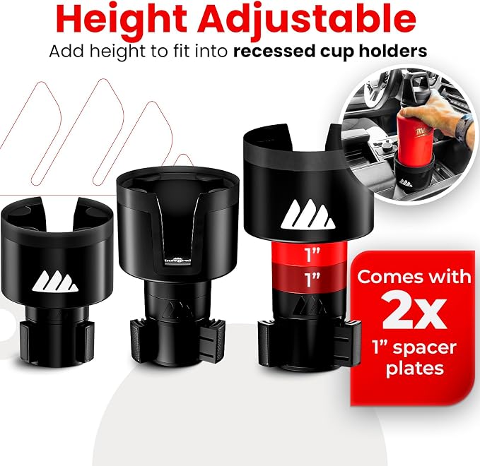 Integral Ultimate Car Cup Holder Expander with Adjustable Base & Organizer | Fits Yeti 14/24/36/46oz, Hydro Flask 32/40oz, Ramblers, mugs & 3.4-4.0in bottles, rubber-tab adjustable base - Image 4