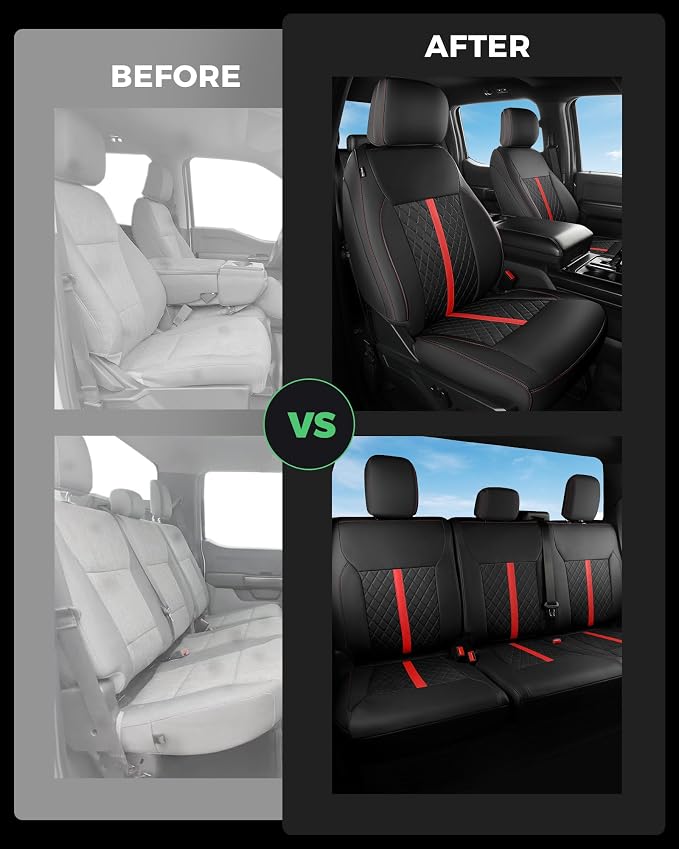 RIDEPOSH for Ford F150 Leather Seat Covers, SuperCrew XL XLT 2021-2026 | Fits F250 F350 Super Duty Crew Cab 2023-2026, Custom Fit, Bucket Seat, Stain Resistant, Airbag Compatible, Easy-Clean - Image 7