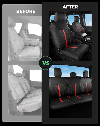 RIDEPOSH for Ford F150 Leather Seat Covers, SuperCrew XL XLT 2021-2026 | Fits F250 F350 Super Duty Crew Cab 2023-2026, Custom Fit, Bucket Seat, Stain Resistant, Airbag Compatible, Easy-Clean - Image 7