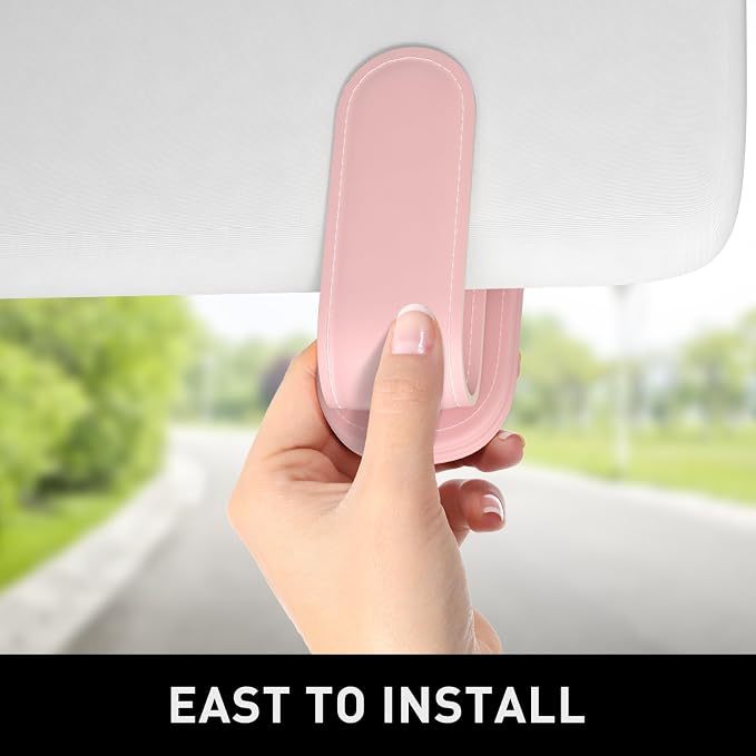 Sunglasses Holder for Car Visor, Magnetic Leather Car Sunglass Holder, Car Sun Visor Glasses Hanger Clip, Car Interior Accessories for Women Men, Fits All Size Eyeglasses - Image 4