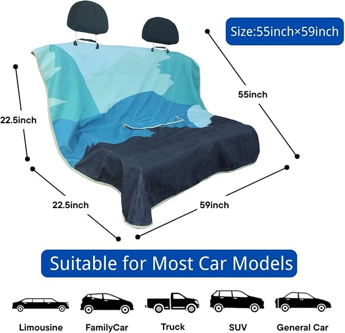 Waterproof Back Seat Cover for Dogs and Kids, Car Seat Protector Under Baby Car Seat, Child and Dog Car Seat Cover Blanket for Rear Bench(Mountains, Rear Bench Seat Towel) - Image 4
