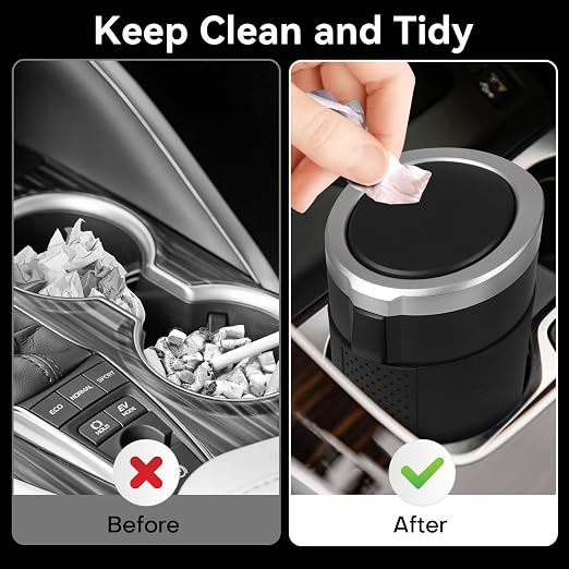 Car Trash Can Bin with Lid - 2 Packs Mini Car Garbage Can Cup Holder-Silver Small Leakproof Vehicle Trash Garbage Can Bin-Automotive Car Organizers and Storage for Back Seat SUV Truck Accessories - Image 2