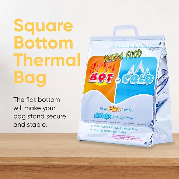 Superio Hot and Cold Insulated Bags for Food Delivery, Grocery Shopping Bags, Food Storage for Hot and Frozen Food for Travel, Disposable Cooler Bag, Reinforced Thermal Lunch Bag (72, 13"x7"x15.5") - Image 2