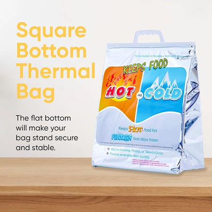 Superio Hot and Cold Insulated Bags for Food Delivery, Grocery Shopping Bags, Food Storage for Hot and Frozen Food for Travel, Disposable Cooler Bag, Reinforced Thermal Lunch Bag (8, 13"x7"x15.5") - Image 3