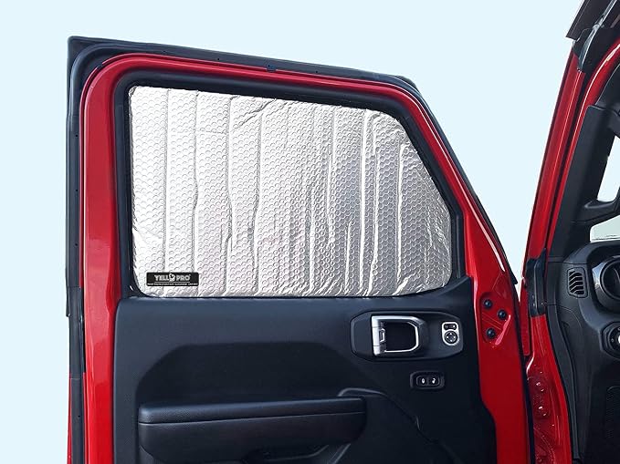 YelloPro Side Window Front Seat Reflective Sunshade Custom Fit for 2018 2019 2020 2021 2022 2023 2024 2025 2026 Jeep Wrangler, Unlimited JL, Sport, Sport S, Sahara, Rubicon 2 Door 4Dr (2pcs) - Image 3