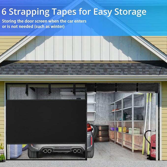 FEGO Privacy Garage Door Screen for 1 Car Garage 9x7FT, Blackout Magnetic Screen Door Self Sealing & Pet and Kid Friendly, Heavy Duty Weighted Bottom, Breeze in, Easy Assembly&Pass for Garage/Patio - Image 6