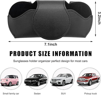 Ohleats Sunglasses Holder for Car Visor, Magnetic Leather Automotive Glasses Case, Vehicle Sun Visor Eyeglasses Holder Protective Storage Box, Universal Interior Car Accessories (Black) - Image 2