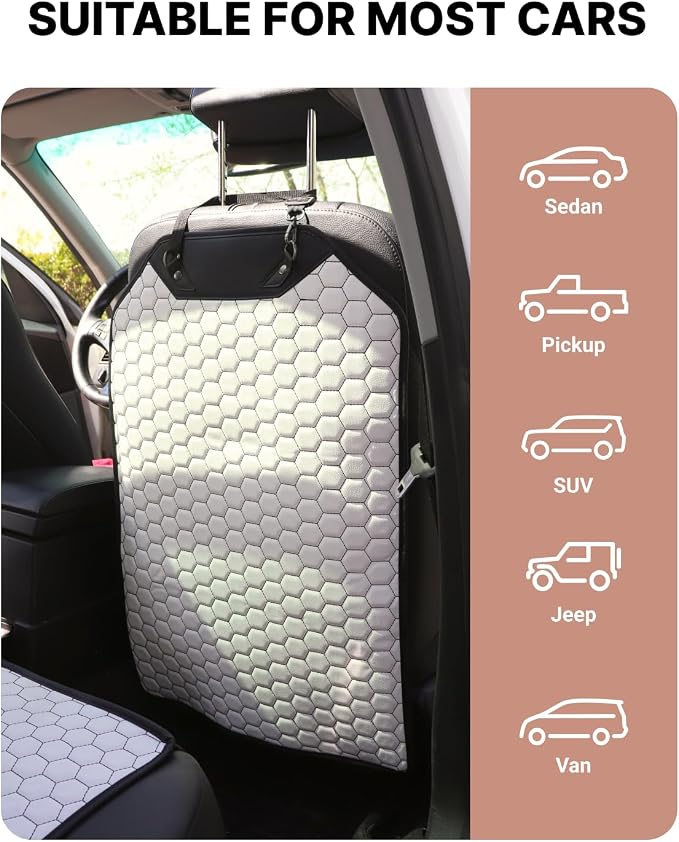 Set Seat Back Organizer & Car Seat Protector Hexy Waterproof & Non-Slip Protector for Child Car Cushion for Leather and Fabric Seats (White Set 2) - Image 4
