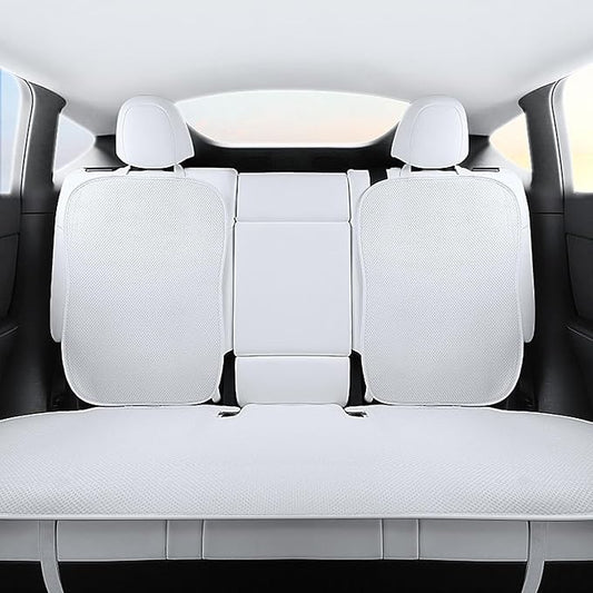 TOPABYTE Seat Cover Full Set Custom Fit for Tesla Model Y Juniper 2020-2026 | Front & Rear Car Seat Cushion White Bucket Seat Protector Anti-Slip Pad Back Mat Set All Seasons Breathable Accessories - Image 2
