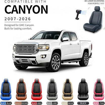 for GMC Canyon 2015-2025 2026 Car Seat Covers, Full Set, Black | Luxury Full Coverage Leather Seat Protectors, Waterproof Breathable, Non-Slip, Easy to Install, Airbag Compatible, All-Season - Image 4