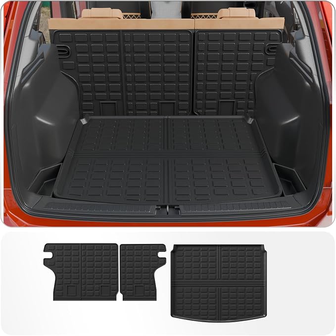 Cargo Mat & Backrest Mats for 2017-2025 2026 Jeep Compass | Trunk Mat Cargo Liner TPE All Weather Back Seat Cover Protector 2024 Compass Accessories by Thinzyou