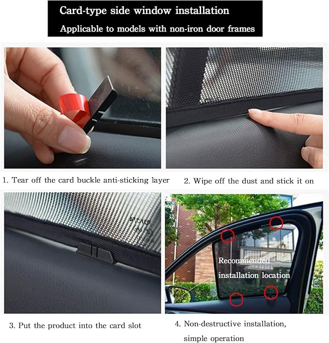 Car Magnetic Sun Protection Curtain 4Pack Fit for Tundra 2022 2023 2024 UV Protection, Insect Screen, Rear Passenger Side Window Visor-Black - Image 8