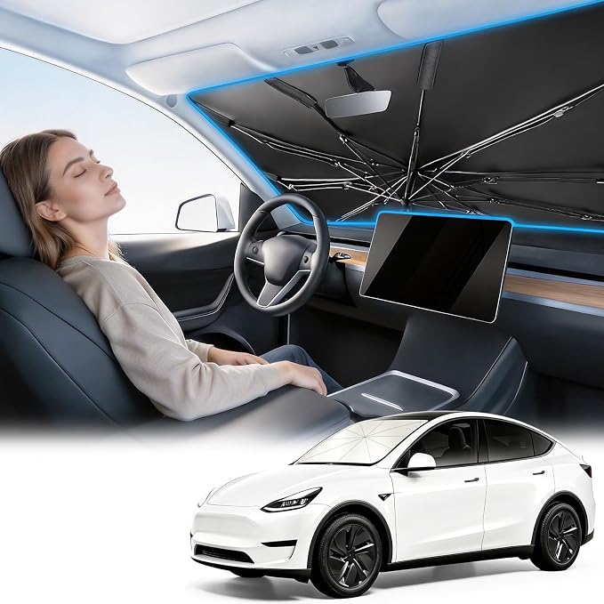 Mihen Windshield Sun Shade Umbrella for Car - Universal Size [100% Blocks Sunlight & Ice Cooling Feel] Foldable Front Window Car Sun Shade Heat Insulation, Protect Car Interior for Car, SUV, Truck - Image 5