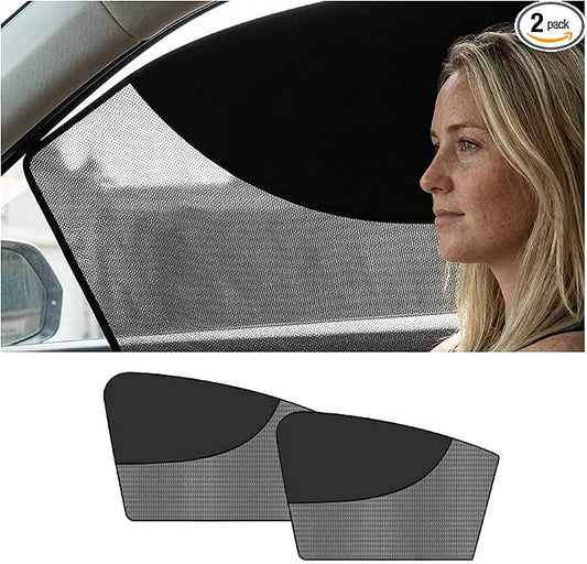 2PCS Car Window Shade, Magnetic Double Layer Vehicle Side Front Window Sunshade Privacy Curtain Keep Interior Cool, Automotive Sun Shield UV Blocker for Baby, Universal for Vehicles by Unknown